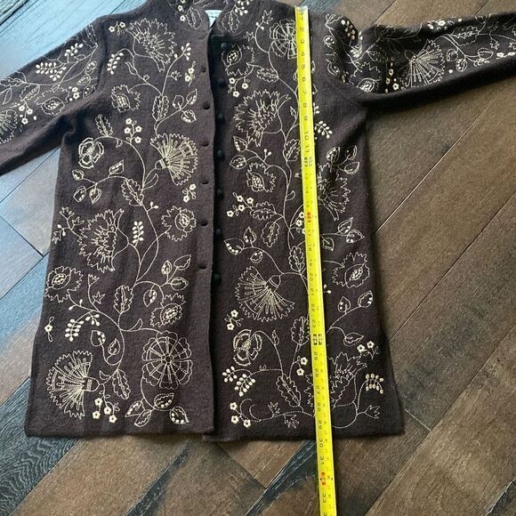 Cambridge Dry Goods brown wool jacket blazer coat embroidered size small - Picture 13 of 13